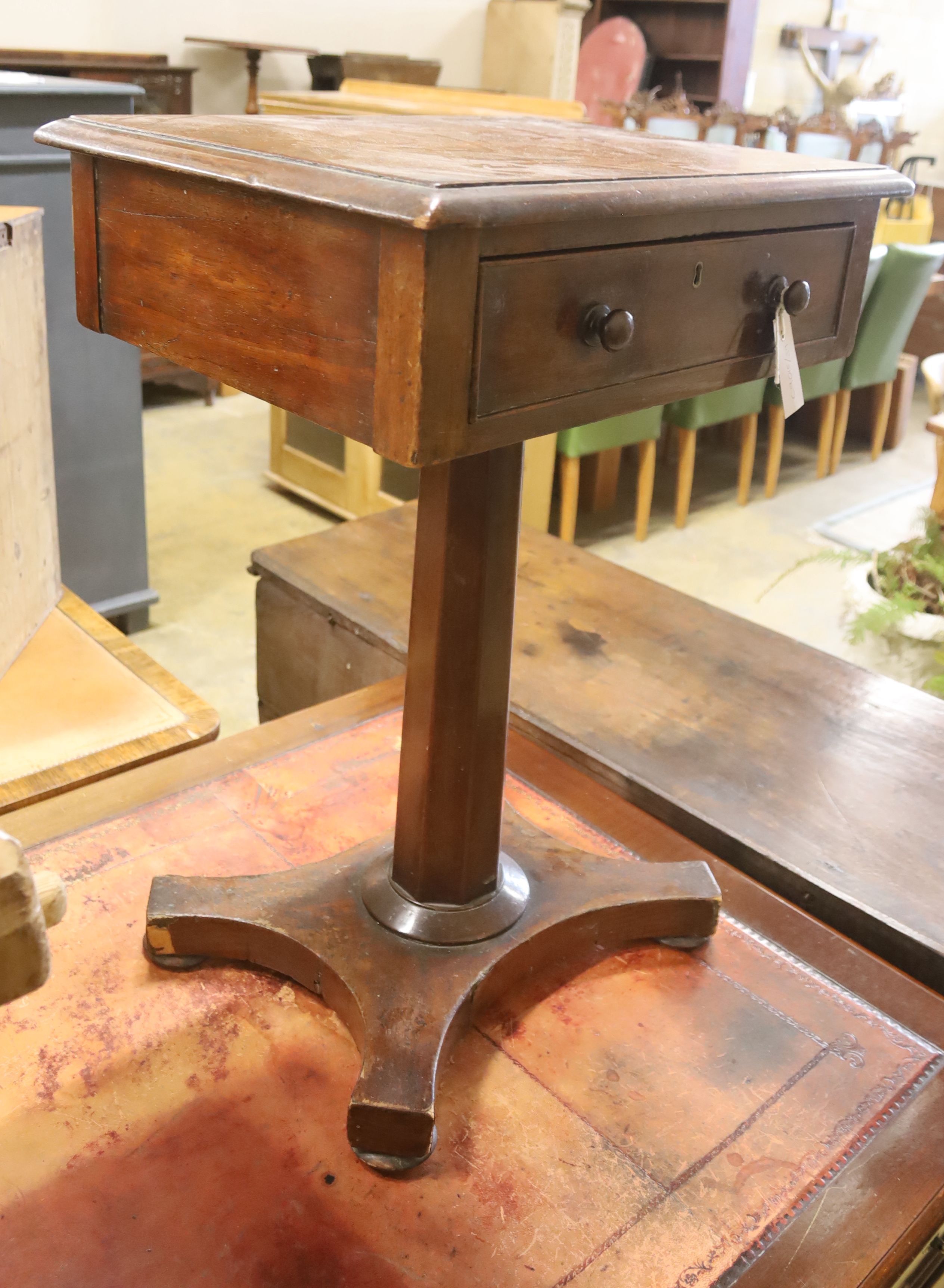 A Victorian mahogany work table, width 50cm, depth 40cm, height 73cm